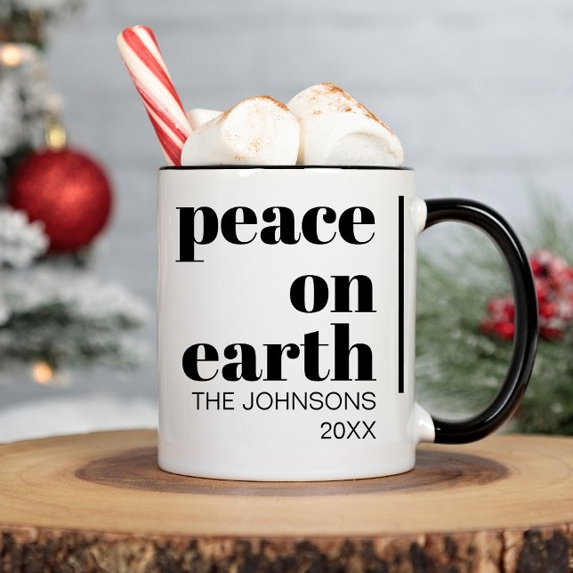 Weltfrieden Weihnachten Minimalistische Familie Tasse (Von Creator hochgeladen)
