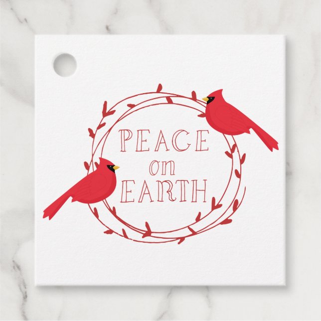 Weltfrieden Weihnachts-Kardinal Geschenkanhänger (Vorderseite)