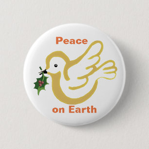 Weltfrieden Weihnachtsfriedenstaube mit Heiligen Button