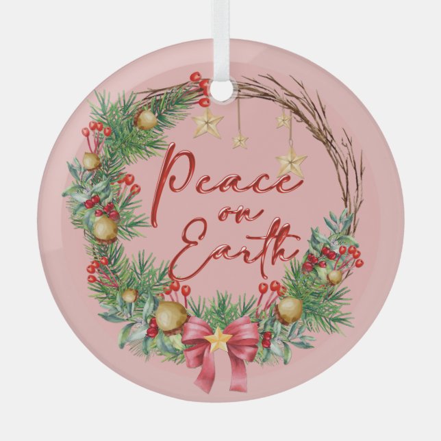 Weltfrieden Weihnachtskranz Ornament Aus Glas (Vorderseite)