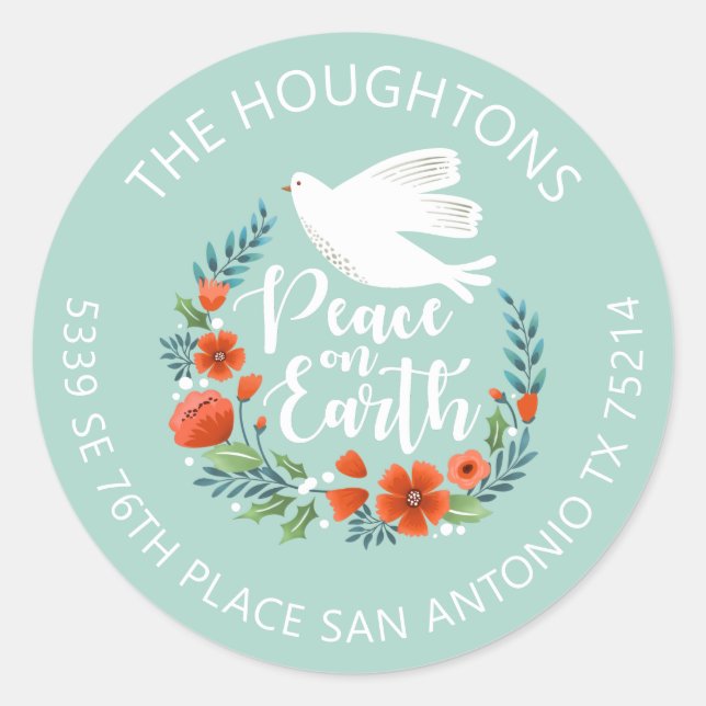 Weltfrieden Weihnachtsrückgabe Runder Aufkleber (Vorderseite)