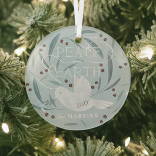 Weltfrieden White Dove Light Blue Holiday Ornament Aus Glas