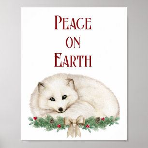 Weltfrieden White Fox Holiday Poster