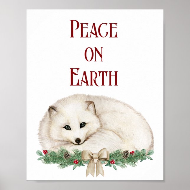 Weltfrieden White Fox Holiday Poster (Vorne)
