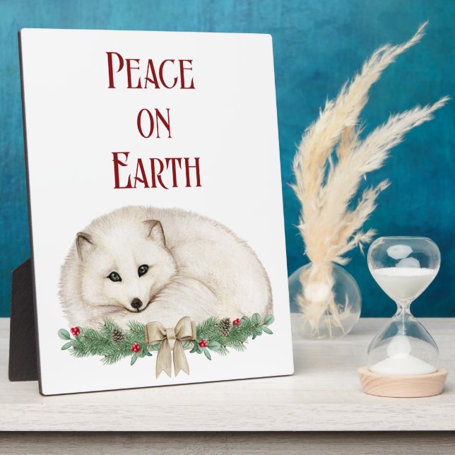 Weltfrieden White Fox Holiday Tabletop Fotoplatte (Seite)