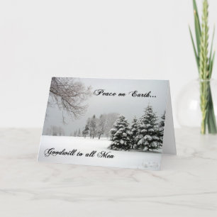 Weltfrieden/Winterlandschaft/Schrift Feiertagskarte