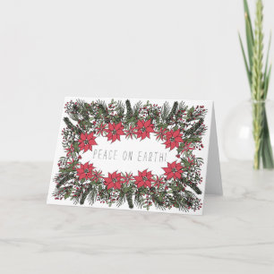 Weltfrieden Wreath Weihnachtskarte individuell anp Feiertagskarte