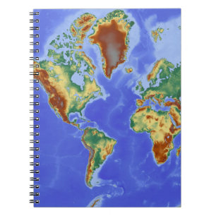 Weltgeografische internationale Karte  Notizblock