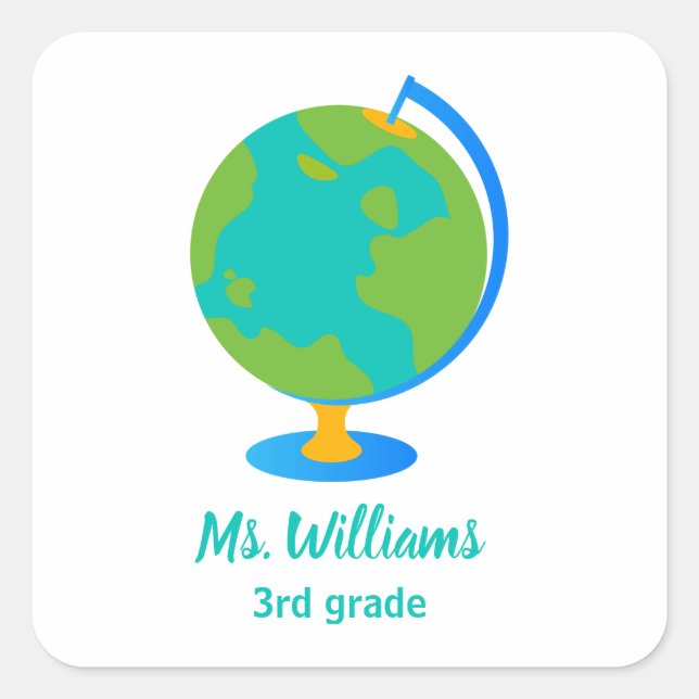Weltglobe Quadratischer Aufkleber (Vorderseite)