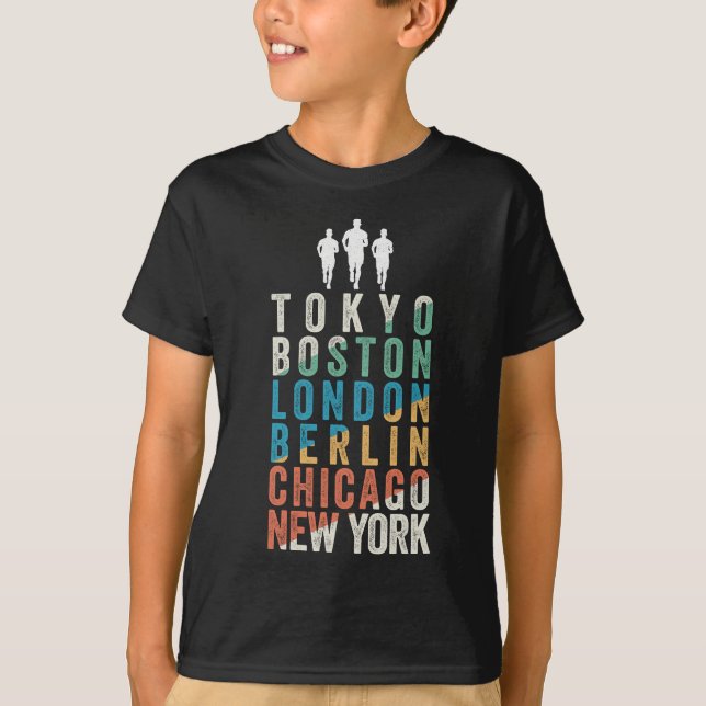 Weltgrößte Marathonstädte T-Shirt (Vorderseite)