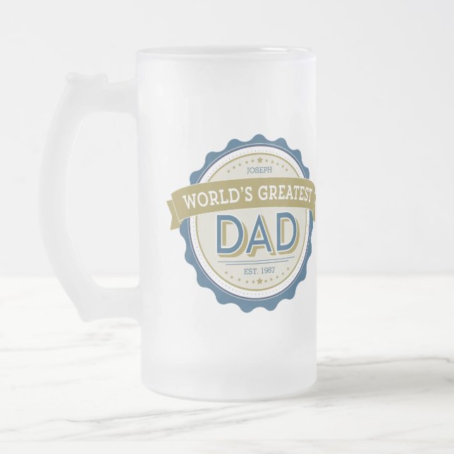 Weltgrößte Vater-Bier-Tasse Mattglas Bierglas (Links)