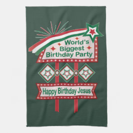 Weltgrößter Geburtstagsparteitag Geschirrtuch