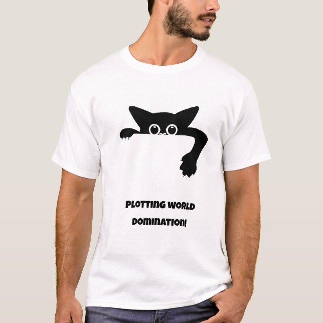 Weltherrschaft planen! Funny Cat T-Shirt (Vorderseite)