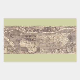 Weltkarte 1507 Martins Waldseemuller Rechteckiger Aufkleber