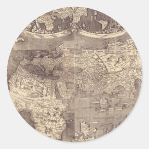 Weltkarte 1507 Martins Waldseemuller Runder Aufkleber