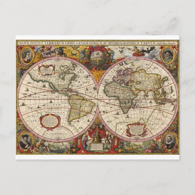 Weltkarte 1630 postkarte (Vorderseite)