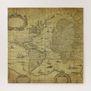 Weltkarte 1635: Vintage-Stil Puzzle