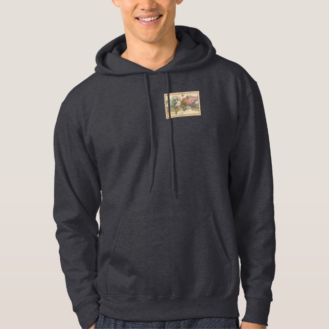 Weltkarte 1700er antike Kontinente Hoodie (Vorderseite)