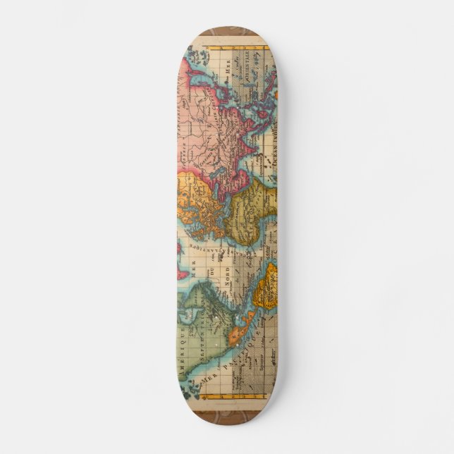 Weltkarte 1700er antike Kontinente Skateboard (Vorderseite)