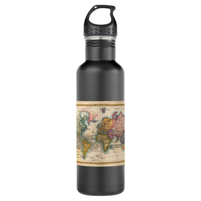 Weltkarte 1700er antike Kontinente Trinkflasche (Vorderseite)