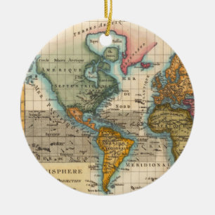 Weltkarte 1700er Jahre Antik  Keramik Ornament