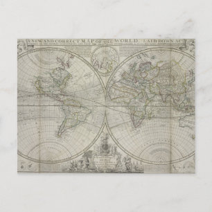 Weltkarte   1736 postkarte