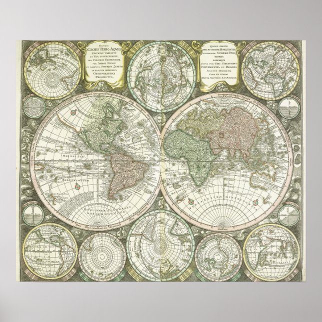 Weltkarte | 1744 poster (Vorne)