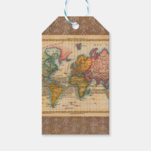 Weltkarte 1780 Bonne Antique Planisphäre Geschenkanhänger