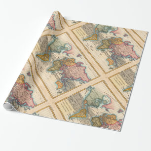 Weltkarte 1780 Bonne Antique Planisphäre  Geschenkpapier