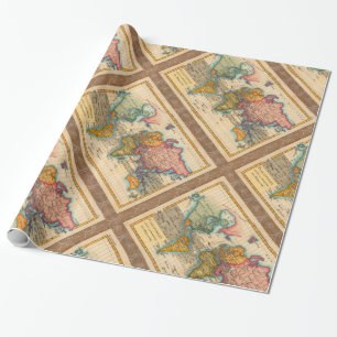 Weltkarte 1780 Bonne Antique Planisphäre  Geschenkpapier