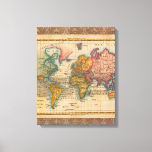 Weltkarte 1780 Bonne Antique Planisphäre Leinwanddruck