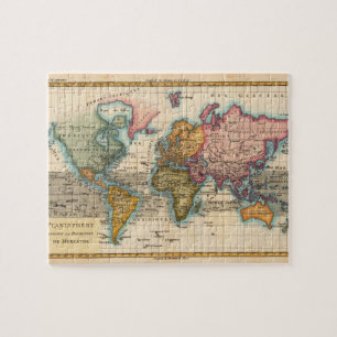 Weltkarte 1780 Bonne Antique Planisphäre  Puzzle