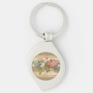 Weltkarte 1780 Bonne Antique Planisphäre Schlüsselanhänger