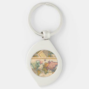 Weltkarte 1780 Bonne Antique Planisphäre Schlüsselanhänger