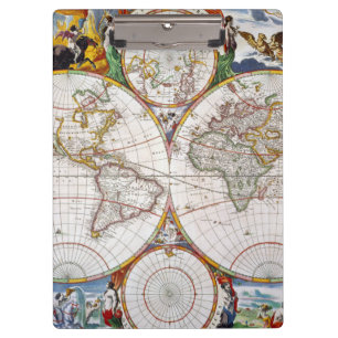 WELTKARTE, 17. Jahrhundert Klemmbrett