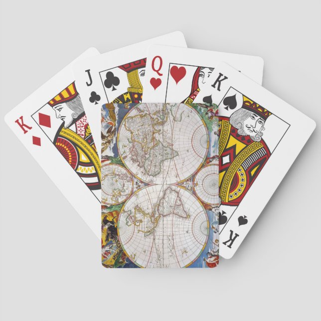 WELTKARTE, 17. Jahrhundert Spielkarten (Rückseite)