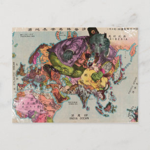 Weltkarte 1900 postkarte