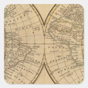 Weltkarte 3 quadratischer aufkleber