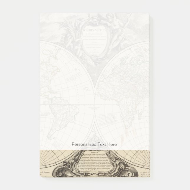 Weltkarte 8 post-it klebezettel (Vorderseite)