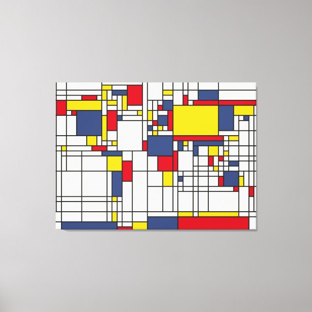 Weltkarte Abstrakt Mondrian Style Leinwanddruck (Vorderseite)