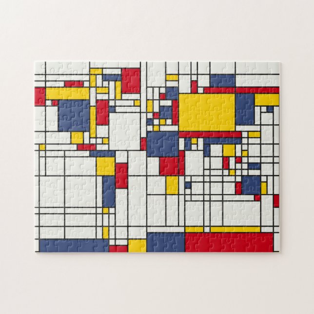 Weltkarte abstrakte Mondrian Art Puzzle (Horizontal)