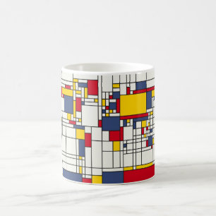 Weltkarte abstrakte Mondrian Art Tasse