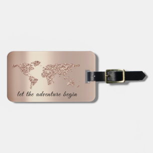 Weltkarte-Adresse Lass der Rose zum Beginn des Abe Gepäckanhänger
