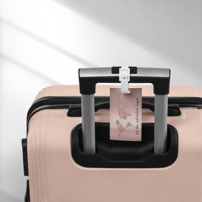 Weltkarte-Adresse Lass der Rose zum Beginn des Abe Gepäckanhänger (World Map Address Let The Adventure Begin Rose Luggage Tag)