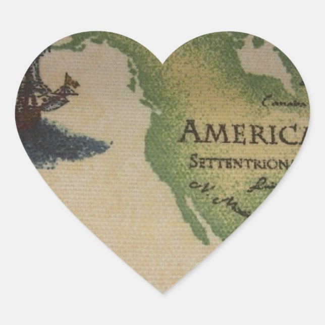 Weltkarte - Amerika Herz-Aufkleber (Vorderseite)