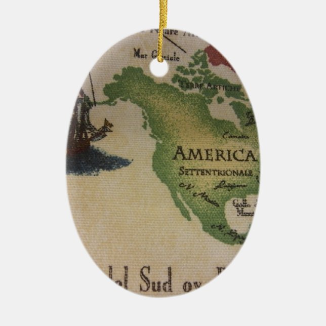 Weltkarte - Amerika Keramikornament (Vorne)