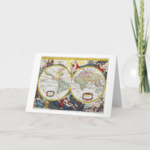 Weltkarte, Anfang des 18. Jahrhunderts (farbiger Karte