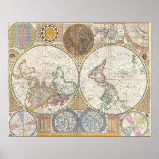 Weltkarte antikes Vintag Poster