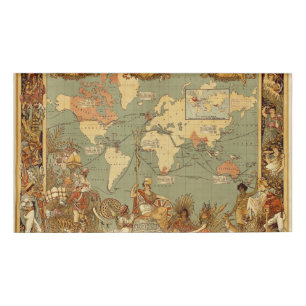 Weltkarte Antique 1886 Illustriert Namenschild