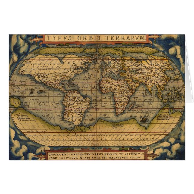 Weltkarte Antique Ortelius (Vorderseite (Horizontal))